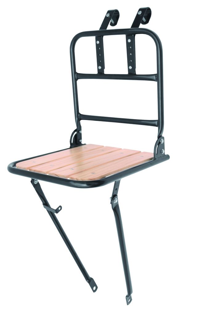 Duży Bagażnik Przedni Mocowany do Kierownicy Stalowy z Drewnianą Podstawą 26-28" (25kg)