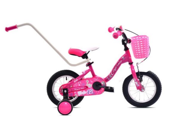Capriolo Viola 12" Meisjes Kinderfiets met Zijwieltjes en Duwstang Roze (926140-12)